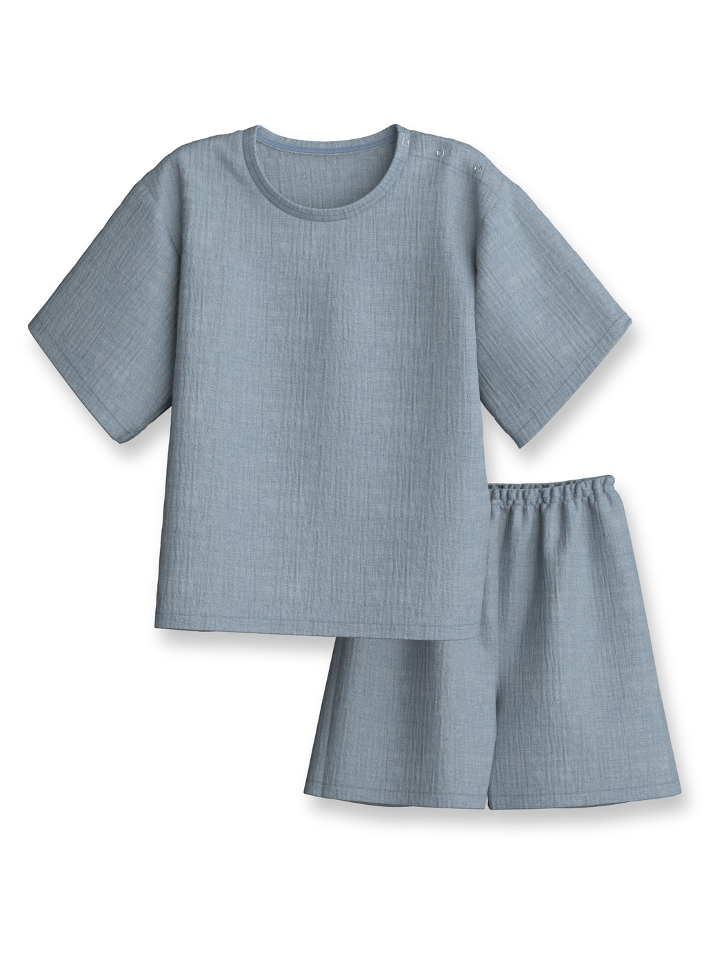 Kinder - Kurz-Pyjama aus 100% Baumwolle in Blau, Einfarbig aus Serie Toddlers Sleep von CALIDA, Vorderansicht, Weißer Hintergrund