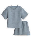 Kinder - Kurz-Pyjama aus 100% Baumwolle in Blau, Einfarbig aus Serie Toddlers Sleep von CALIDA, Vorderansicht, Weißer Hintergrund