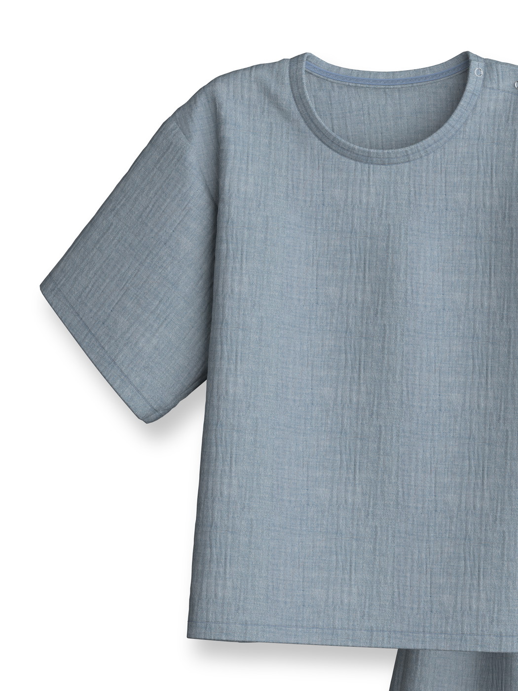 Kinder - Kurz-Pyjama aus 100% Baumwolle in Blau, Einfarbig aus Serie Toddlers Sleep von CALIDA, Vorderansicht, Weißer Hintergrund