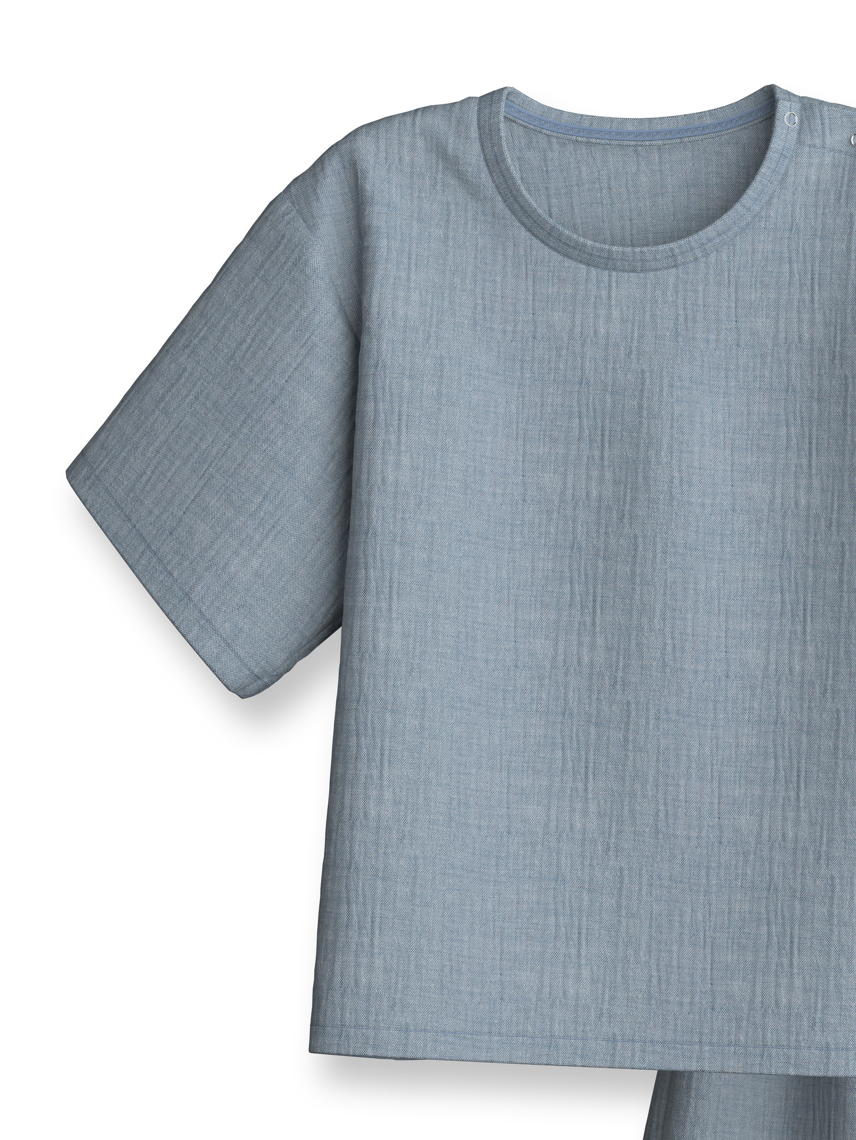 Figli - Pigiama corto in puro cotone in 100% cotone di colore Blu, Tinta unita, della serie Toddlers Sleep di CALIDA, Vista frontale, Sfondo bianco