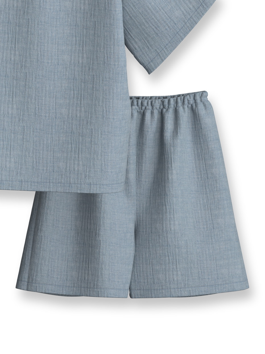 Kids - Short pyjamas in pure organic cotton made of 100% Cotton in Blue, Unicoloured, from the Toddlers Sleep series by CALIDA, Front view, White background