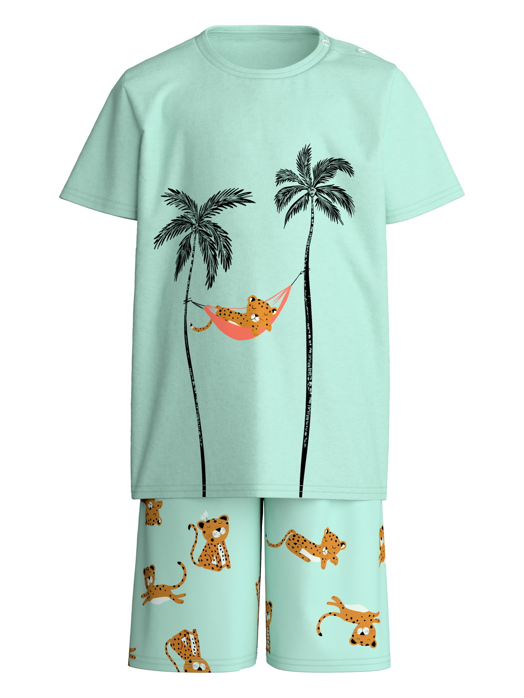 Kinder - Kurz-Pyjama aus 100% Baumwolle in Grün, Gemustert aus Serie Toddlers Animals von CALIDA
