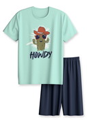 Kinder - Kurz-Pyjama aus 100% Baumwolle in Grün, Gemustert aus Serie Kids Adventure von CALIDA, Vorderansicht, Weißer Hintergrund