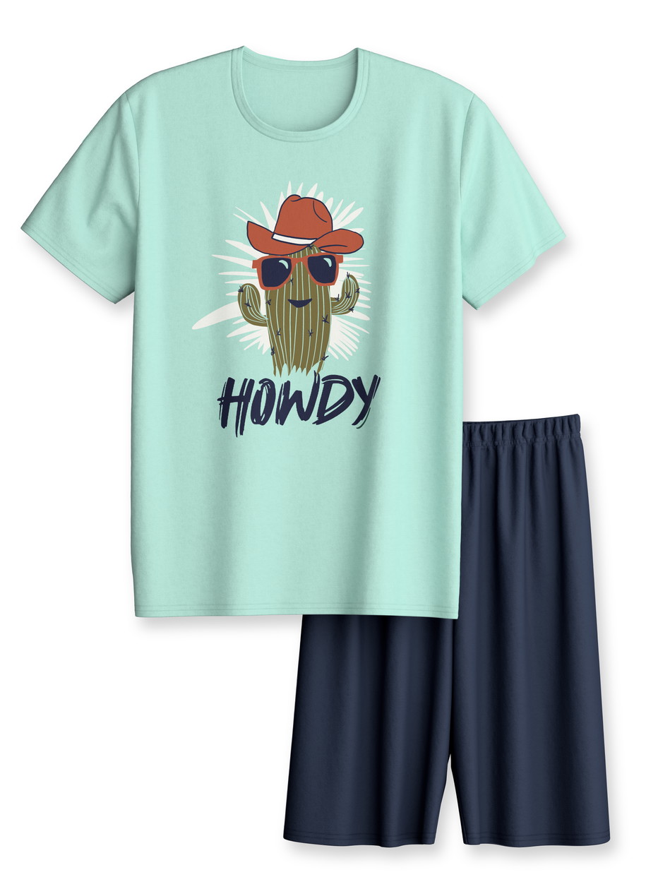 Kinder - Kurz-Pyjama aus 100% Baumwolle in Grün, Gemustert aus Serie Kids Adventure von CALIDA, Vorderansicht, Weißer Hintergrund