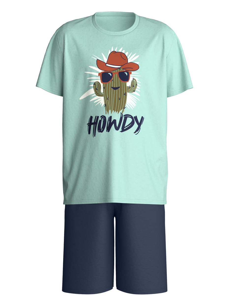 Kinder - Kurz-Pyjama aus 100% Baumwolle in Grün, Gemustert aus Serie Kids Adventure von CALIDA