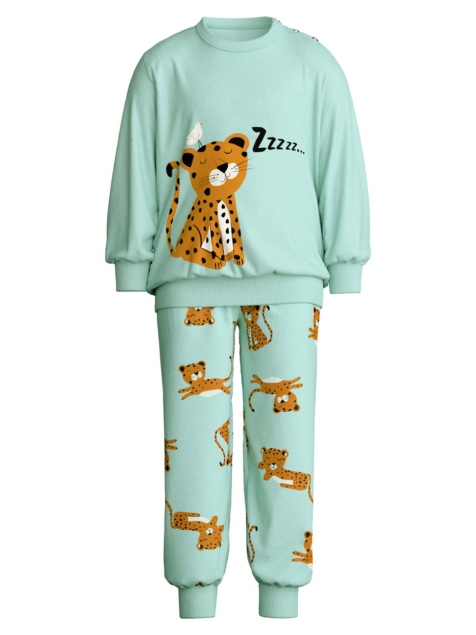 Figli - Pigiama con polsini in 100% cotone di colore Verde, Modello, della serie Toddlers Animals di CALIDA