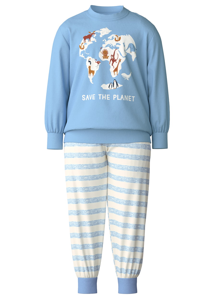 Figli - Pigiama con polsini in 100% cotone di colore Blu, , della serie Toddlers Animals di CALIDA