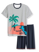 Kinder - Kurz-Pyjama aus 100% Baumwolle in Blau, Gemustert aus Serie Kids Surf von CALIDA, Vorderansicht, Weißer Hintergrund