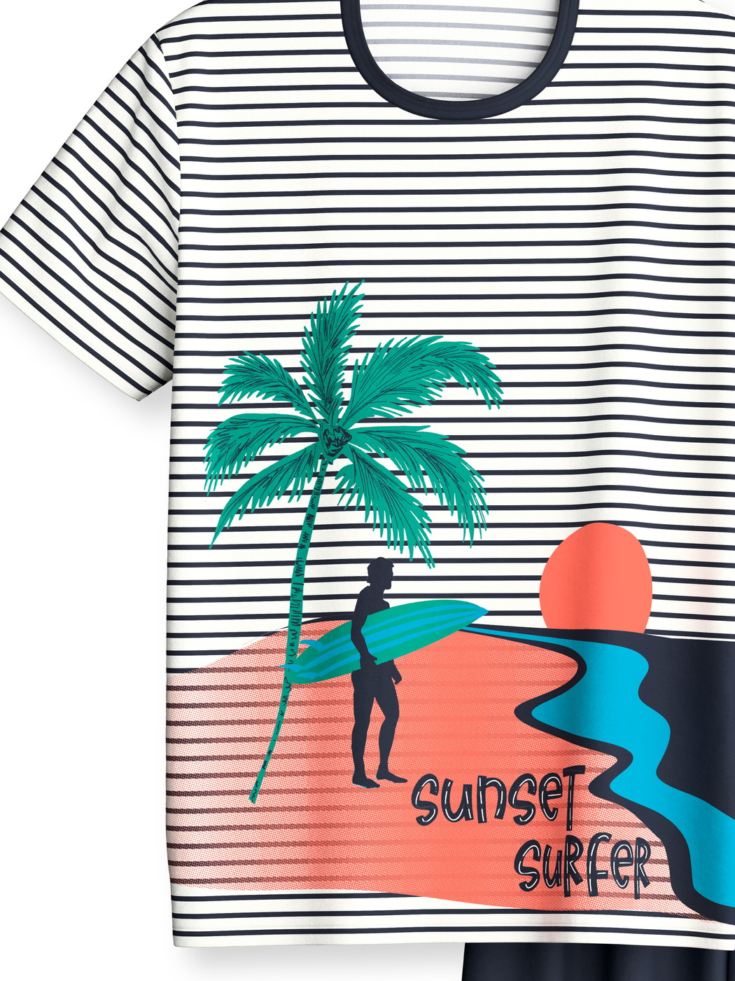 Kinder - Kurz-Pyjama aus 100% Baumwolle in Blau, Gemustert aus Serie Kids Surf von CALIDA, Vorderansicht, Weißer Hintergrund