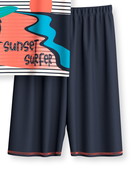 Kinder - Kurz-Pyjama aus 100% Baumwolle in Blau, Gemustert aus Serie Kids Surf von CALIDA, Vorderansicht, Weißer Hintergrund