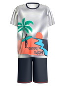 Kinder - Kurz-Pyjama aus 100% Baumwolle in Blau, Gemustert aus Serie Kids Surf von CALIDA