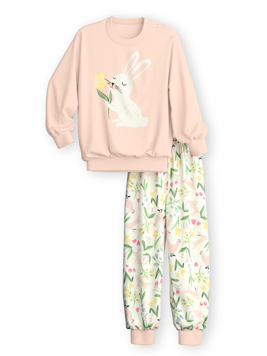 Figli - Pigiama con polsini in 100% cotone di colore Rosa, Modello, della serie Toddlers Easter di CALIDA, Vista frontale, Sfondo bianco