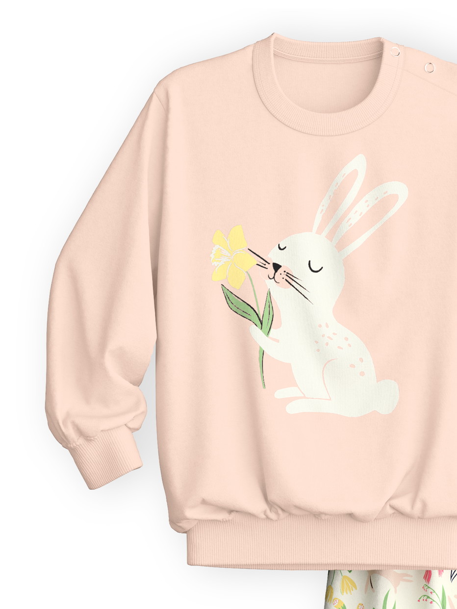 Figli - Pigiama con polsini in 100% cotone di colore Rosa, Modello, della serie Toddlers Easter di CALIDA, Vista frontale, Sfondo bianco
