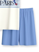 Kinder - Kurz-Pyjama aus 100% Baumwolle in Violett, Motiv aus Serie Kids Stripes von CALIDA, Vorderansicht, Weißer Hintergrund