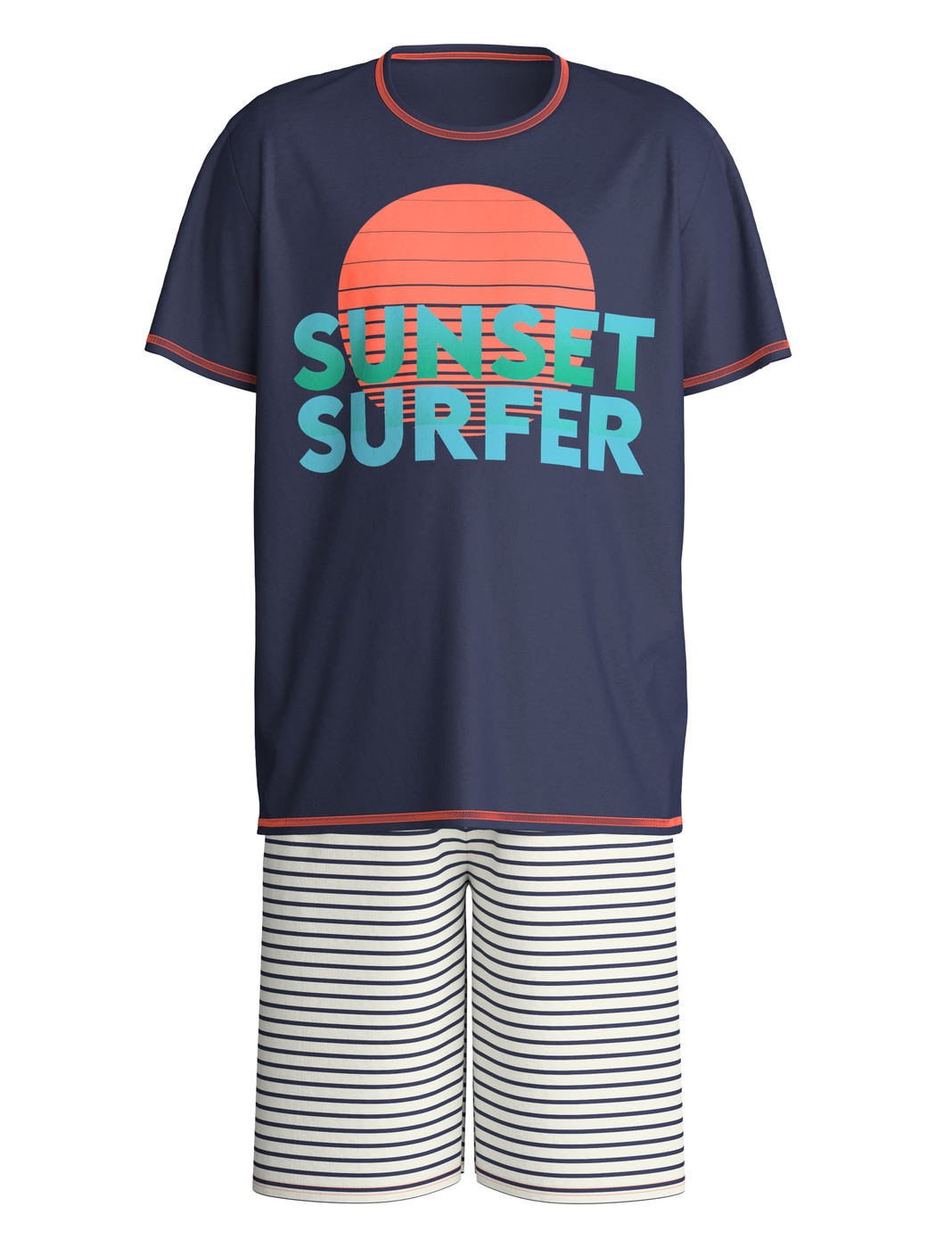 Figli - Pigiama corto in puro cotone organico in 100% cotone di colore Blu, Modello, della serie Kids Surf di CALIDA