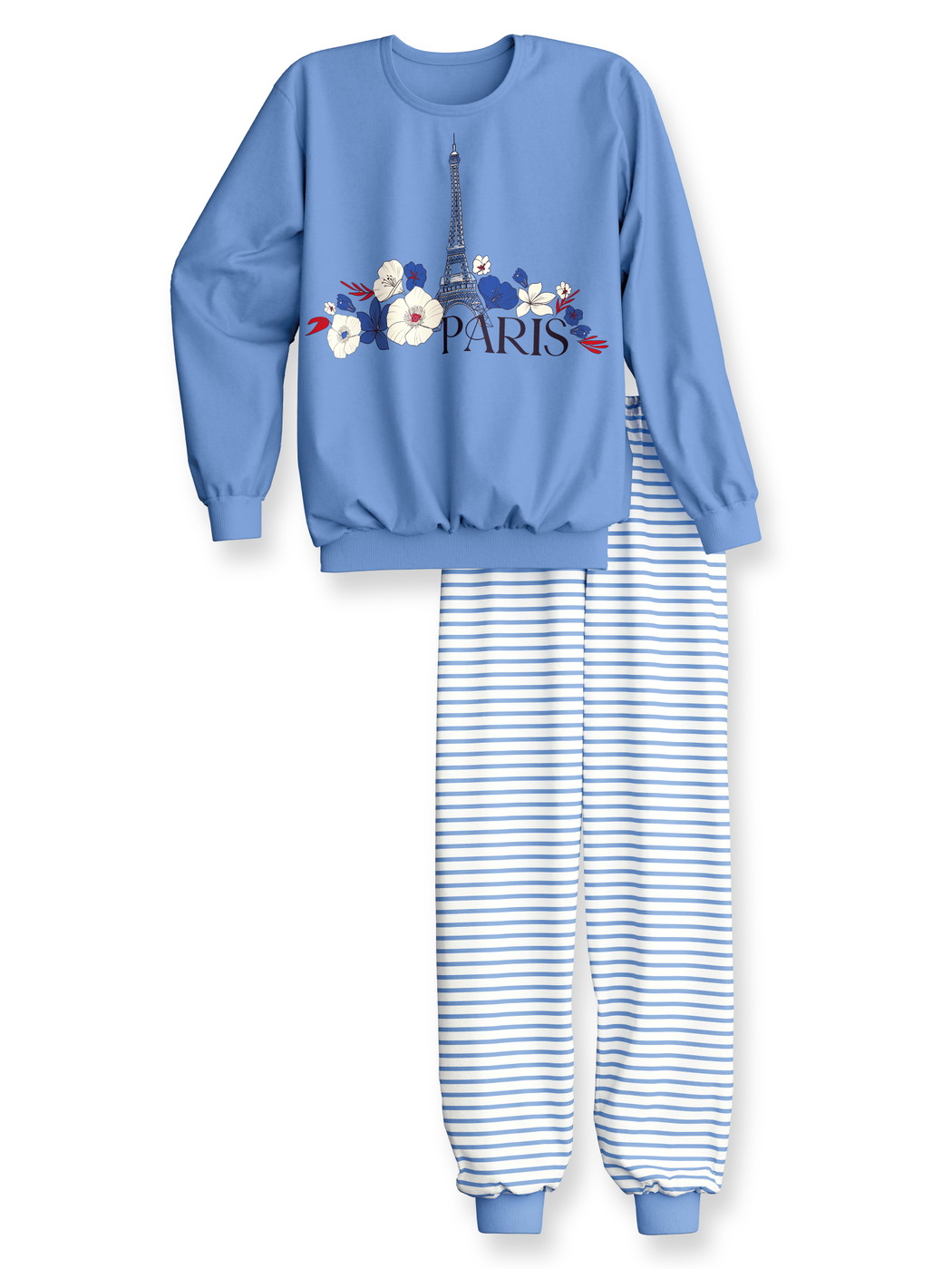 Kinder - Bündchen-Pyjama aus 100% Baumwolle in Violett, Gemustert aus Serie Kids Stripes von CALIDA, Vorderansicht, Weißer Hintergrund