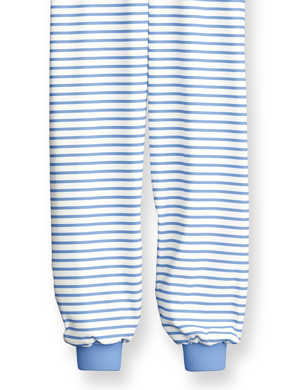 Kinder - Bündchen-Pyjama aus 100% Baumwolle in Violett, Gemustert aus Serie Kids Stripes von CALIDA, Vorderansicht, Weißer Hintergrund