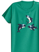 Figli - Pigiama corto in puro cotone organico in 100% cotone di colore Verde, Modello, della serie Toddlers Ocean di CALIDA, Vista frontale, Sfondo bianco