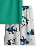 Figli - Pigiama corto in puro cotone organico in 100% cotone di colore Verde, Modello, della serie Toddlers Ocean di CALIDA, Vista frontale, Sfondo bianco