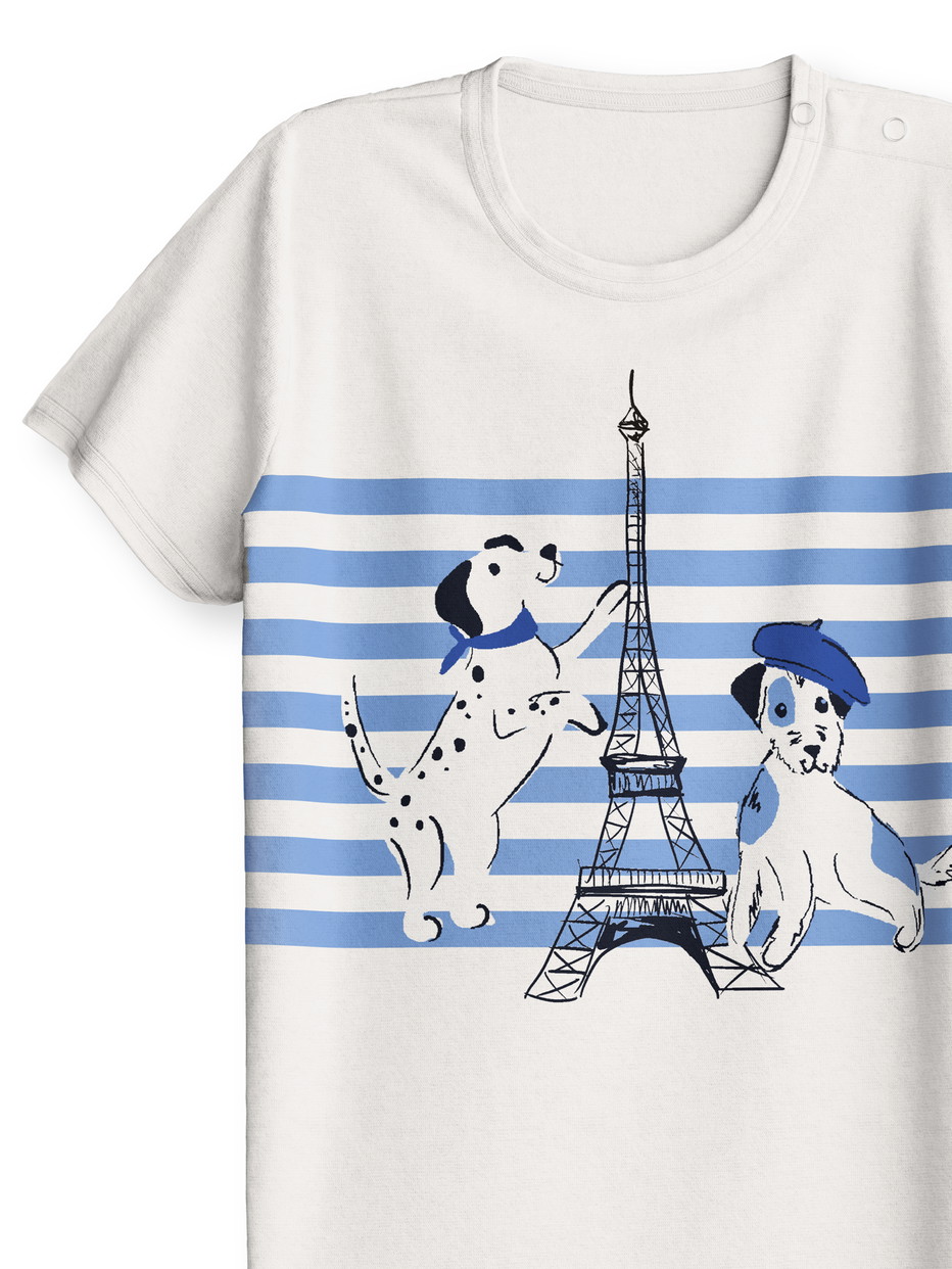 Kids - Short pyjamas in pure organic cotton made of 100% Cotton in Purple, Patterned, from the Toddlers Dog series by CALIDA, Front view, White background