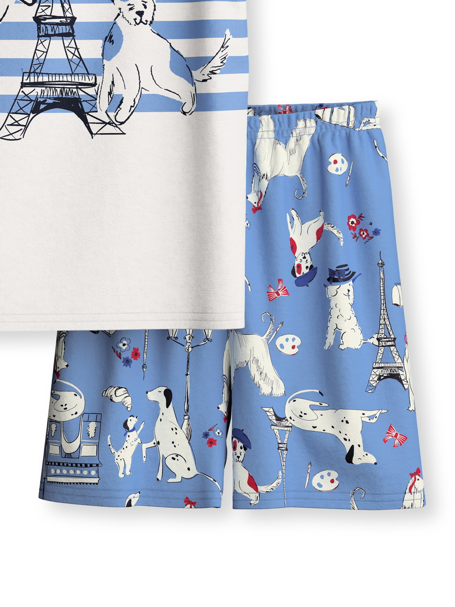 Kids - Short pyjamas in pure organic cotton made of 100% Cotton in Purple, Patterned, from the Toddlers Dog series by CALIDA, Front view, White background