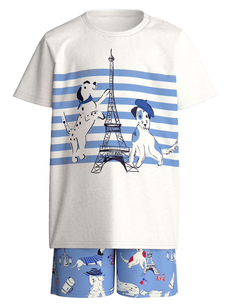 Kids - Short pyjamas in pure organic cotton made of 100% Cotton in Purple, Patterned, from the Toddlers Dog series by CALIDA