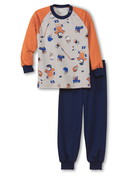 La modella / Il modello Figli indossa Pigiama con polsini in 100% cotone di colore Arancione, , della serie Toddlers Hockey di CALIDA, Vista frontale, Sfondo bianco