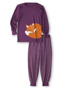 Kids model is wearing Pyjama with cuff made of 100% Cotton in Purple,  from the Toddlers Sleep series by CALIDA, Front view