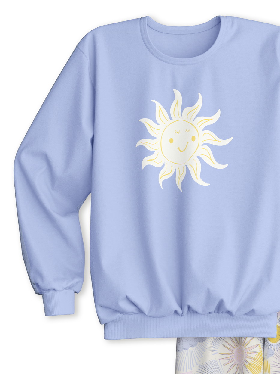 Figli - Pigiama con polsini in 100% cotone di colore Blu, Motivo, della serie EDITION 85 di CALIDA, Vista frontale, Sfondo bianco