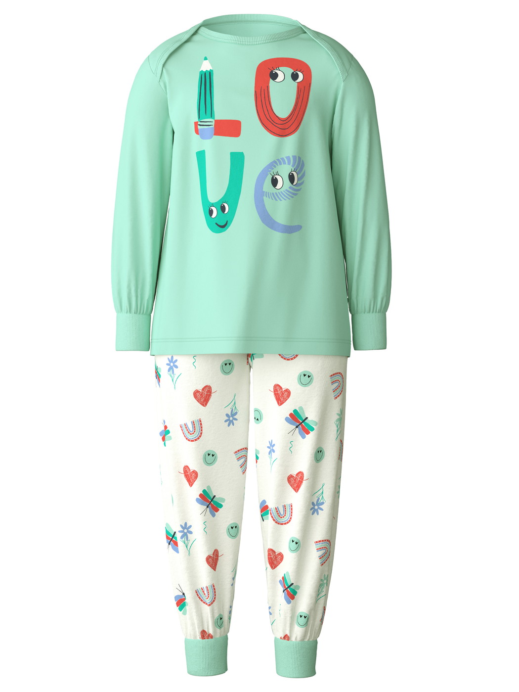 Kinder - Kinder Bündchen-Pyjama aus 100% Baumwolle in Türkis,  aus Serie Toddlers Doodle von CALIDA