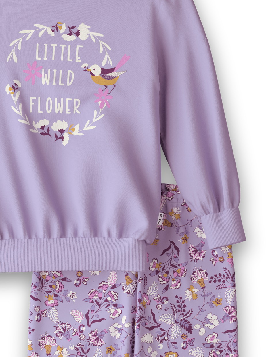 Enfant - Pyjama avec bords élastiques en 100% coton de couleur Violet, , de la série Toddlers Botanic de CALIDA, Détail