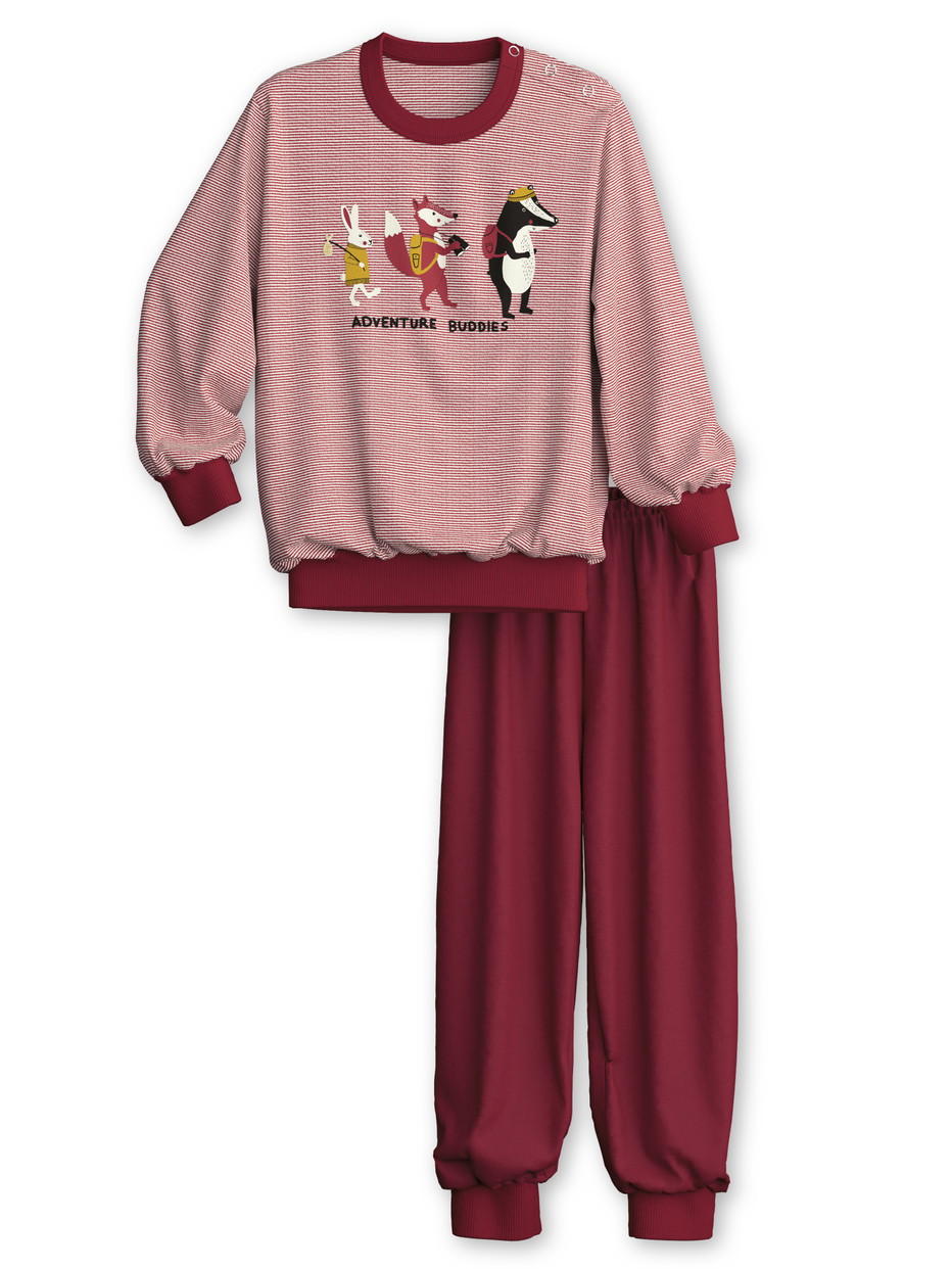 Figli - Pigiama con polsini in 100% cotone di colore Rosso, Motivo, della serie Toddlers Outdoor di CALIDA, Vista frontale, Sfondo bianco