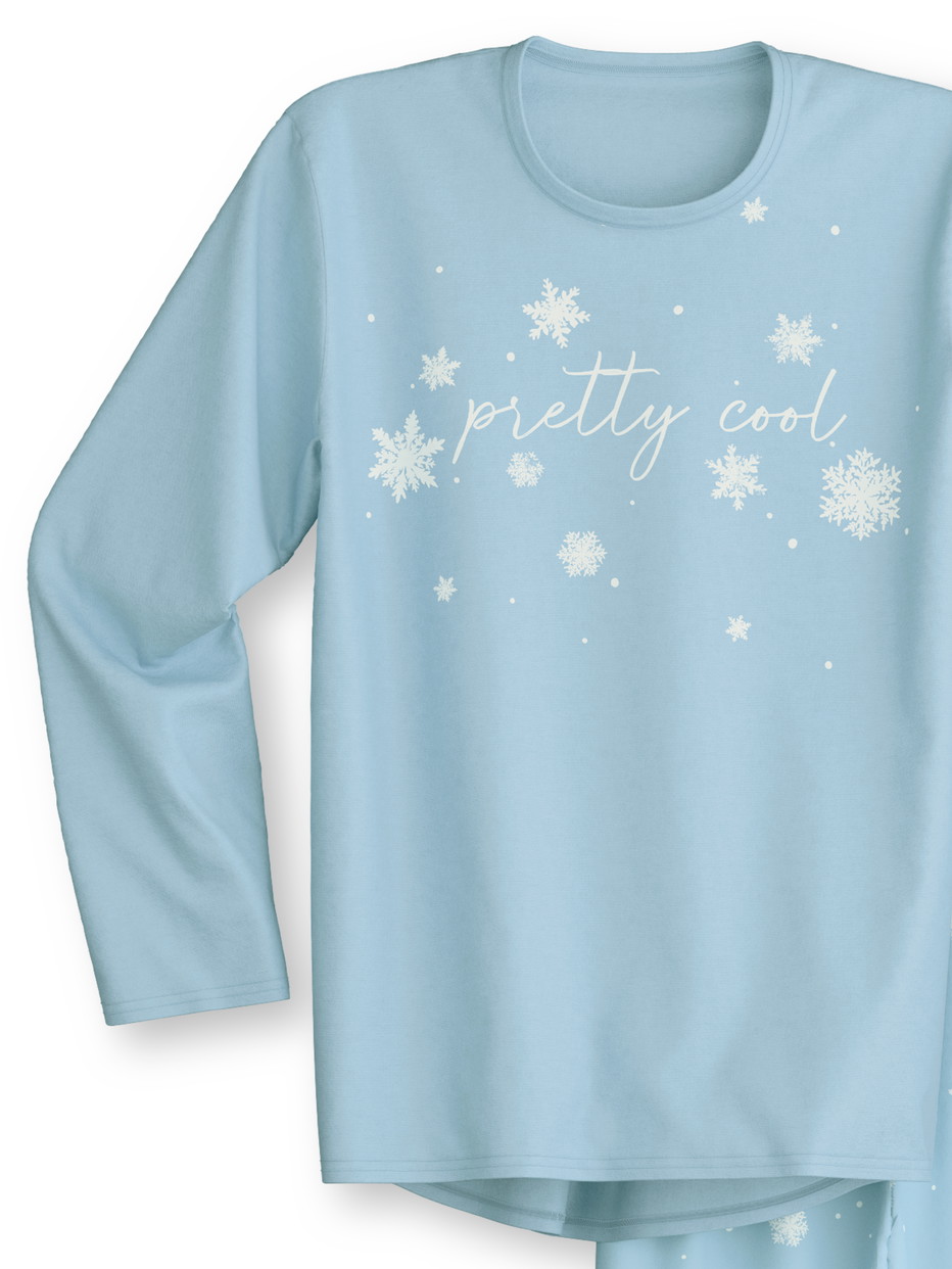 Kids - Pyjamas, long made of 100% Cotton in Blue, Patterned, from the Kids Snowflakes series by CALIDA, Front view, White background