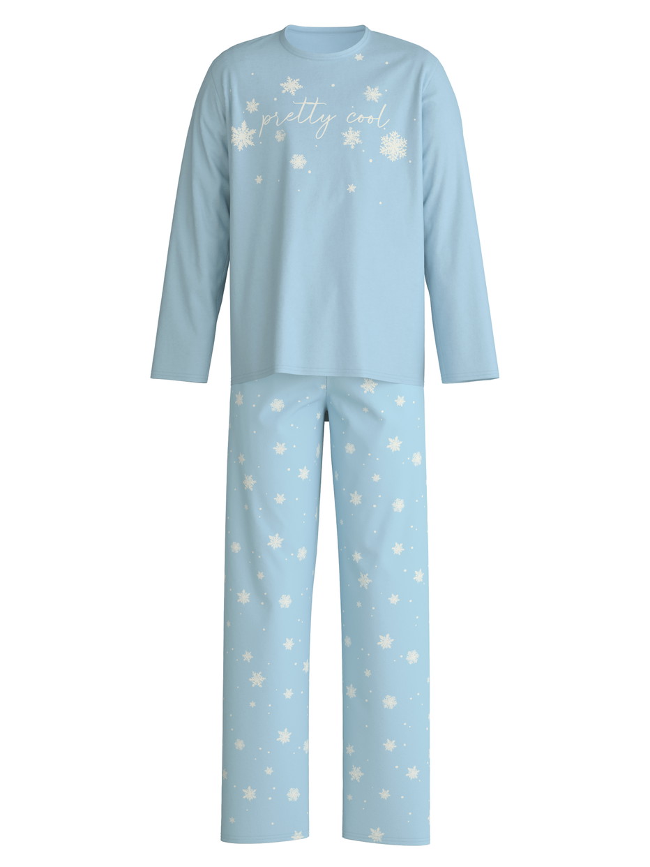 Kids - Pyjamas, long made of 100% Cotton in Blue, Patterned, from the Kids Snowflakes series by CALIDA