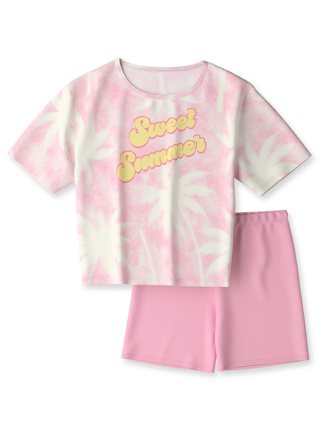 Multipack Kinder - Kurz-Pyjama aus 100% Baumwolle in Rosa, Motiv aus Serie Kids Palms von CALIDA