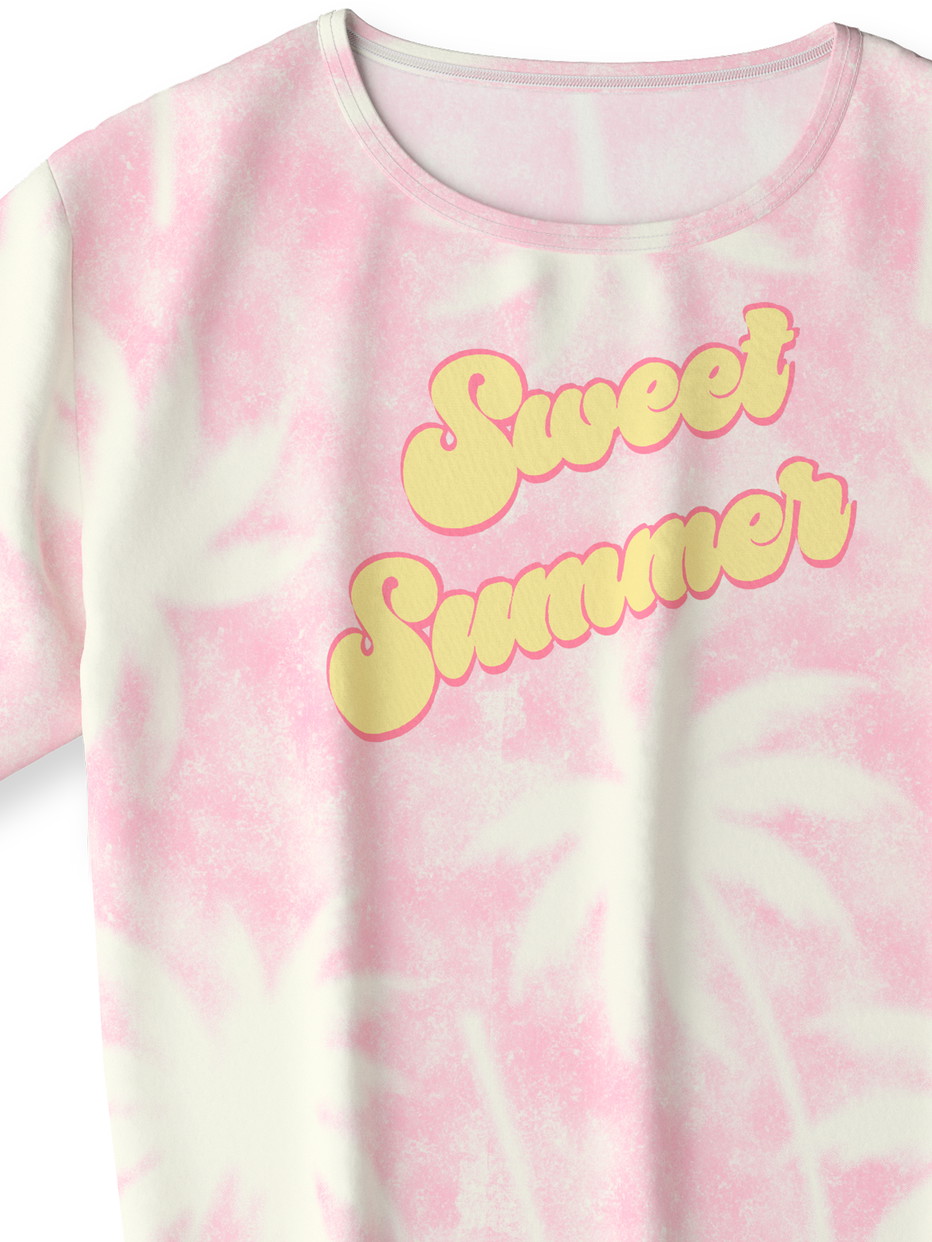 Kinder - Kurz-Pyjama aus 100% Baumwolle in Rosa, Motiv aus Serie Kids Palms von CALIDA