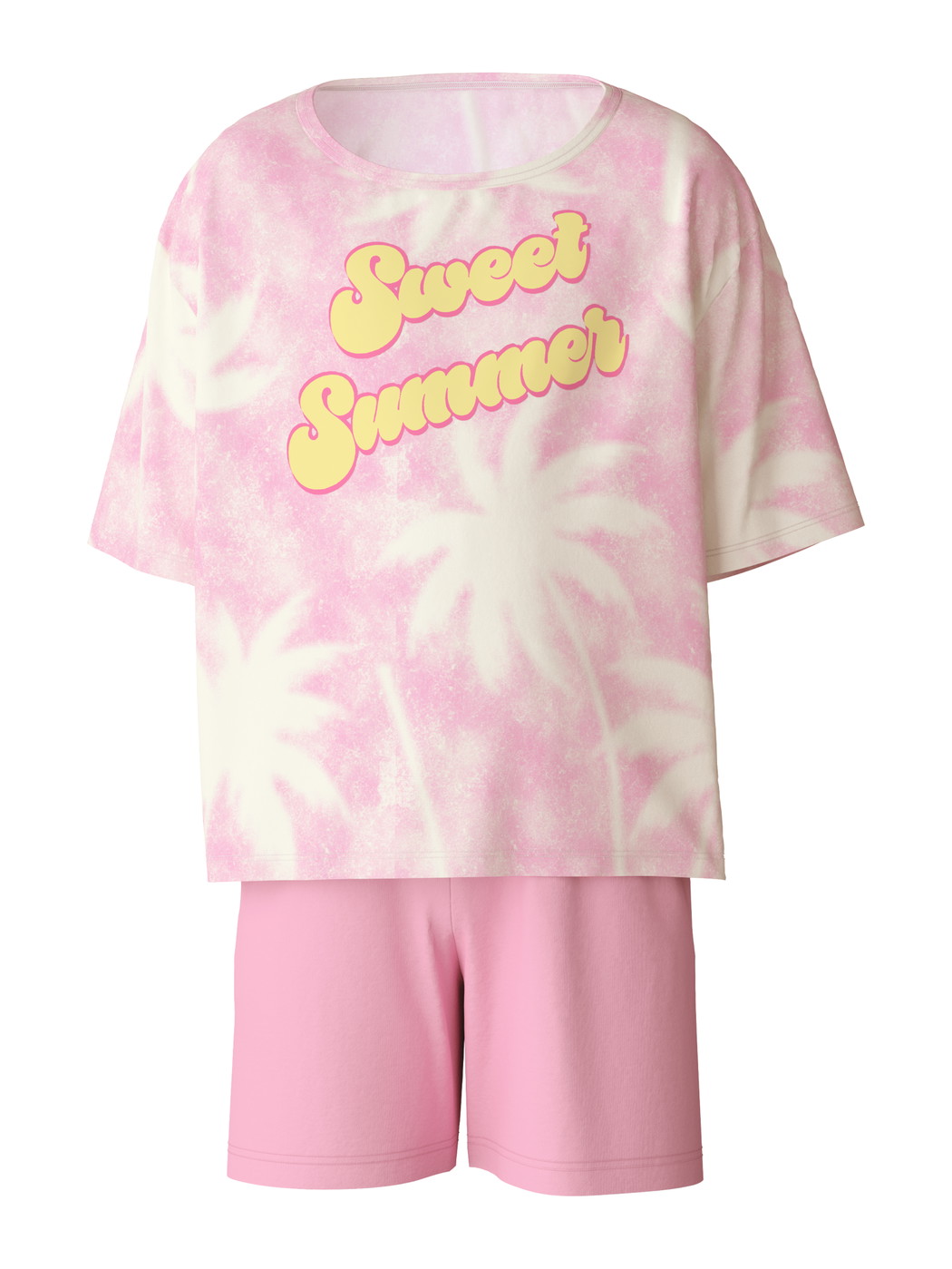 Kinder - Kurz-Pyjama aus 100% Baumwolle in Rosa, Motiv aus Serie Kids Palms von CALIDA