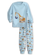 Kinder - Bündchen-Pyjama aus 100% Baumwolle in Blau, Gemustert aus Serie Toddlers Worker von CALIDA, Vorderansicht, Weißer Hintergrund