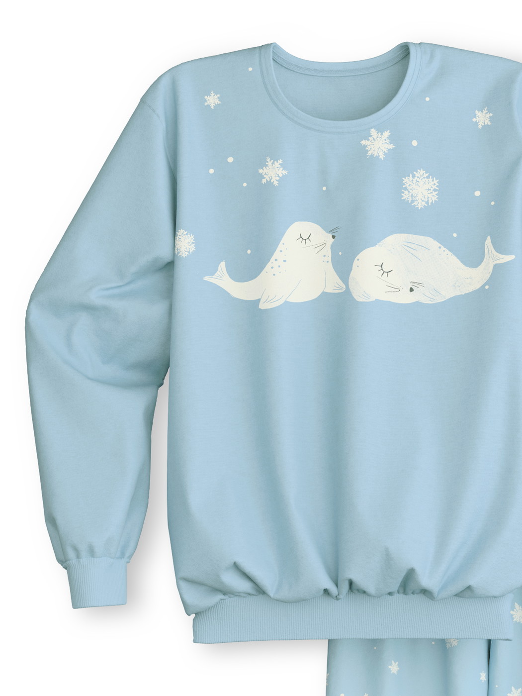 Kinder - Bündchen-Pyjama aus 100% Baumwolle in Blau, Motiv aus Serie Kids Snowflakes von CALIDA, Vorderansicht, Weißer Hintergrund