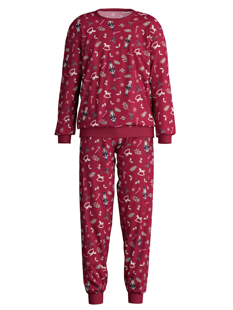 Kinder - Bündchen-Pyjama aus 100% Baumwolle in Rot, Gemustert aus Serie Family & Friends von CALIDA