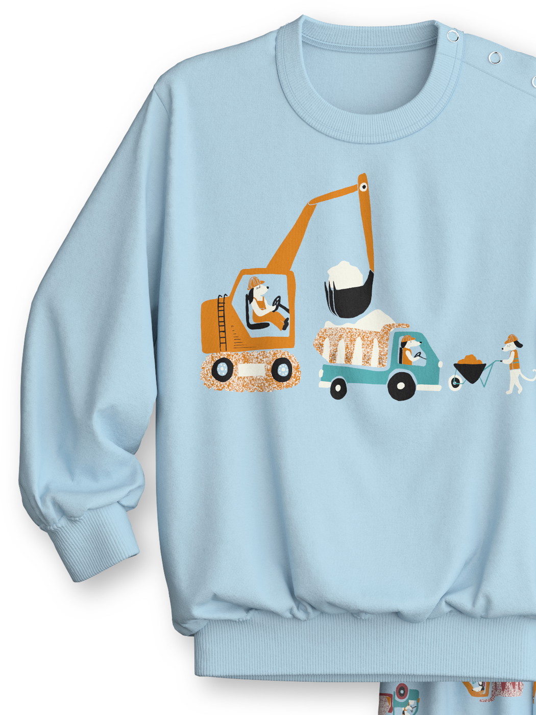 Kinder - Bündchen-Pyjama aus 100% Baumwolle in Blau, Gemustert aus Serie Toddlers Worker von CALIDA, Vorderansicht, Weißer Hintergrund