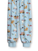 Kinder - Bündchen-Pyjama aus 100% Baumwolle in Blau, Gemustert aus Serie Toddlers Worker von CALIDA, Vorderansicht, Weißer Hintergrund