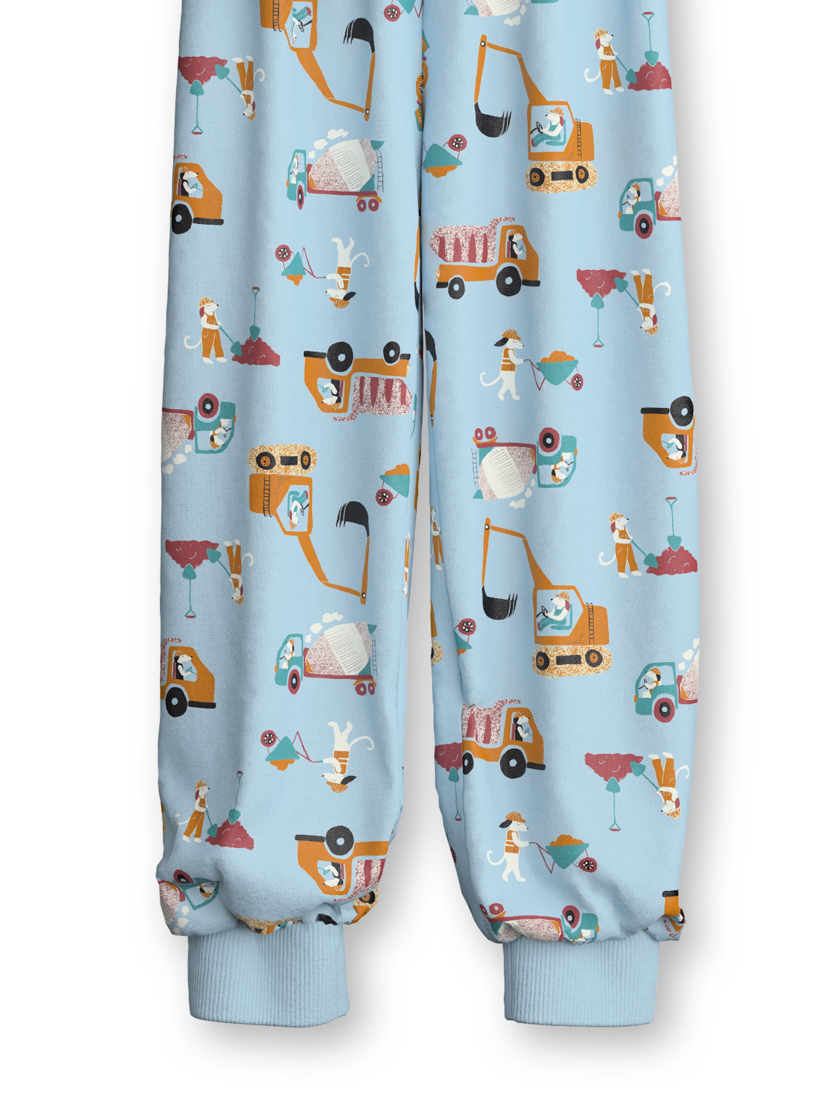 Kinder - Bündchen-Pyjama aus 100% Baumwolle in Blau, Gemustert aus Serie Toddlers Worker von CALIDA, Vorderansicht, Weißer Hintergrund