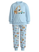 Kinder - Bündchen-Pyjama aus 100% Baumwolle in Blau, Gemustert aus Serie Toddlers Worker von CALIDA