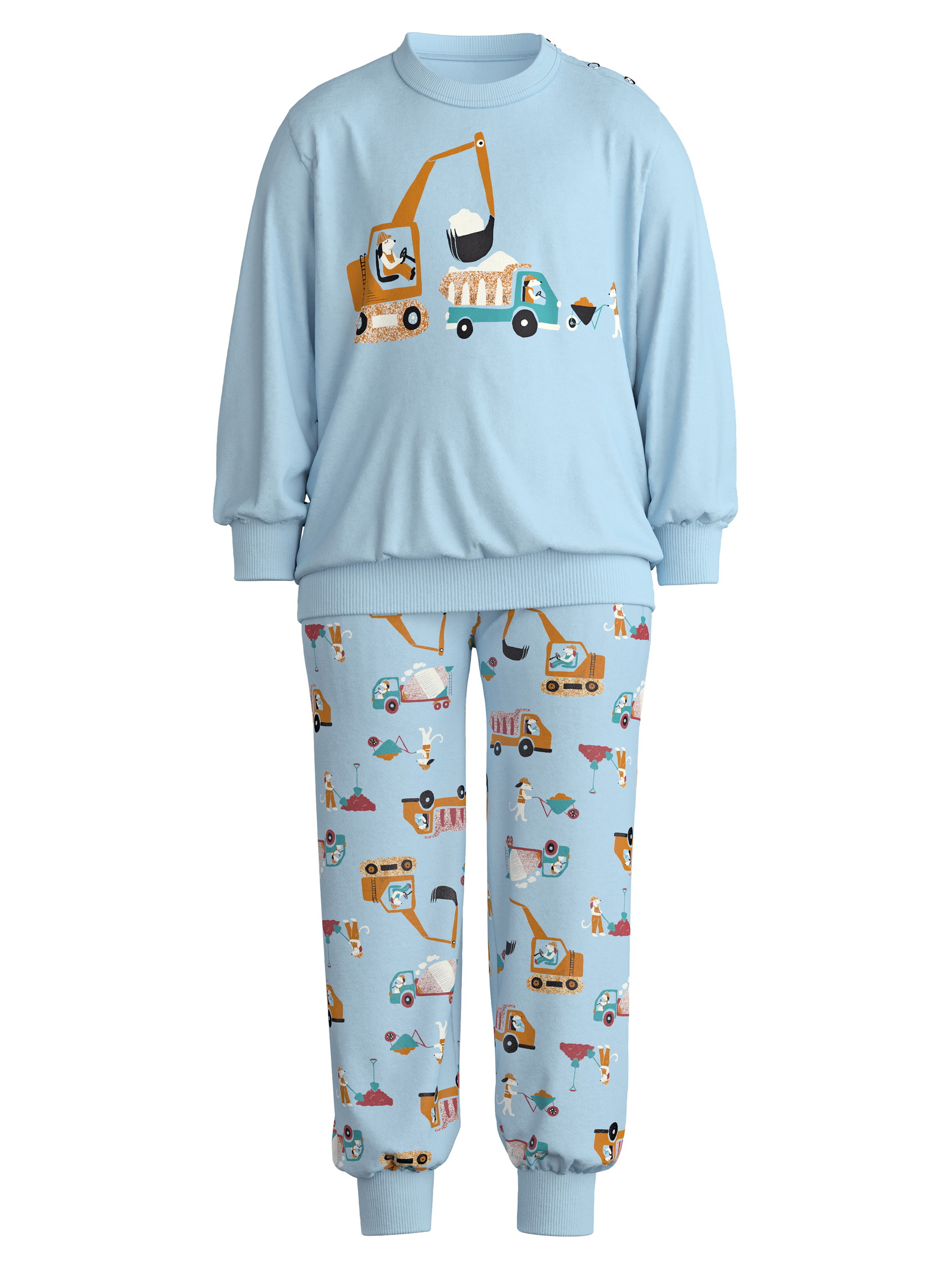 Kinder - Bündchen-Pyjama aus 100% Baumwolle in Blau, Gemustert aus Serie Toddlers Worker von CALIDA