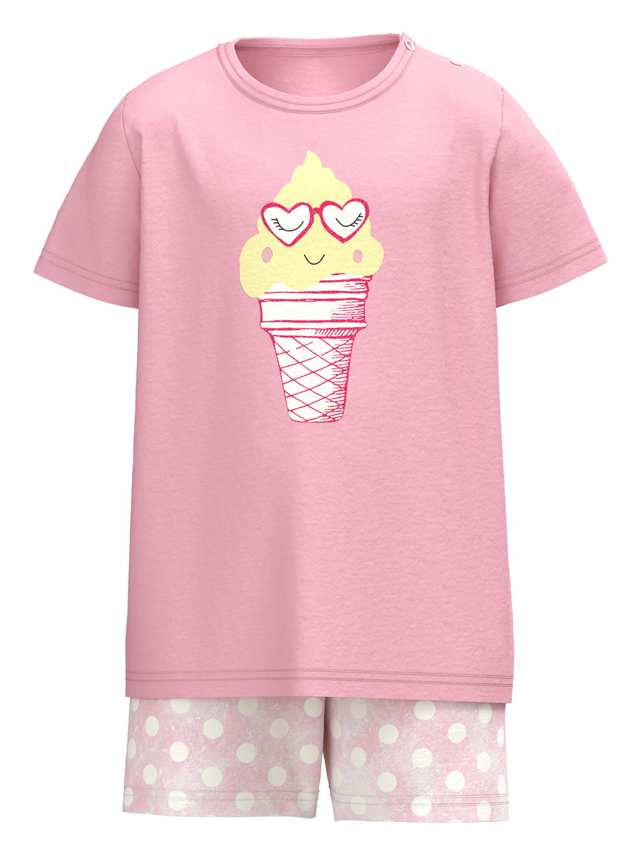 Kinder - Kurz-Pyjama aus 100% Baumwolle in Rosa, Motiv aus Serie Toddlers Soft Ice von CALIDA