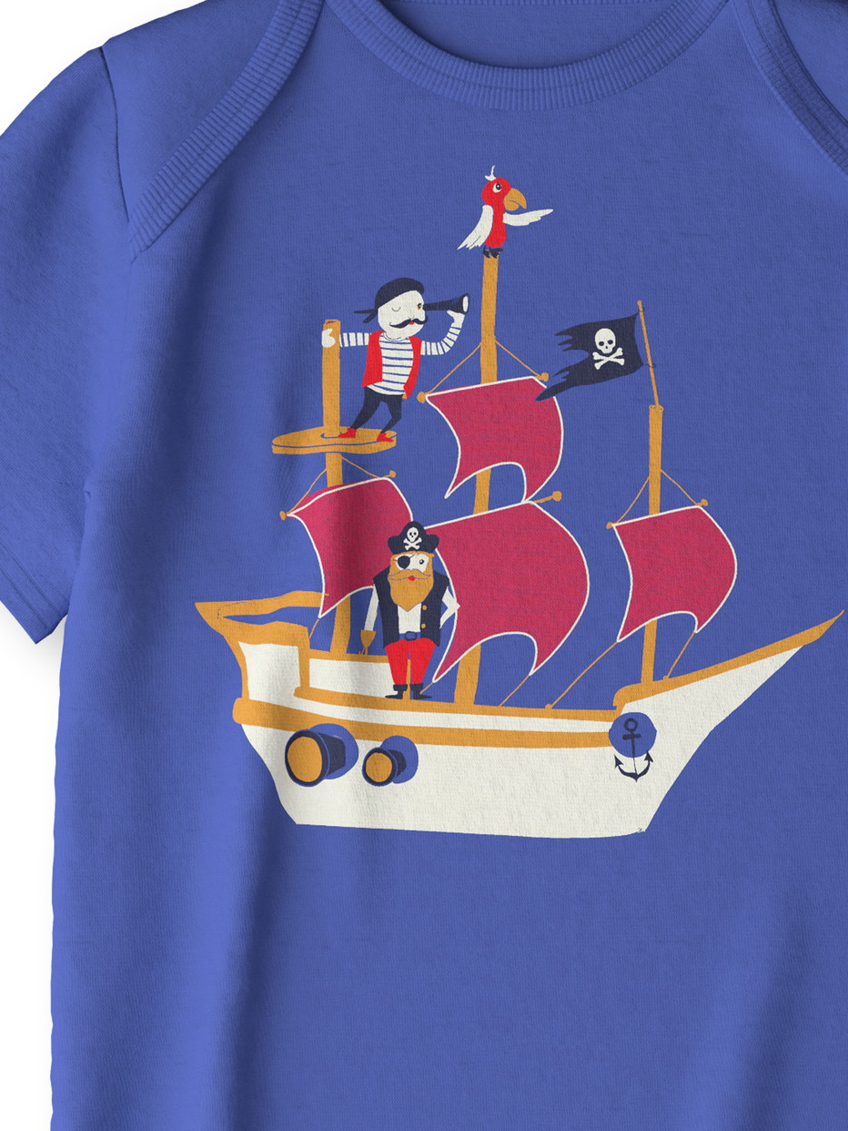 Figli - Pigiama corto in 100% cotone di colore Viola, Motivo, della serie Toddlers Pirates di CALIDA
