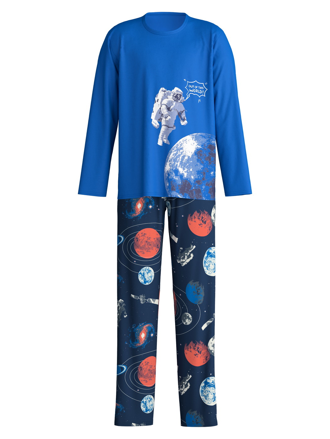 Figli - Pigiami, lunghi in 100% cotone di colore Blu, Modello, della serie Kids Space di CALIDA