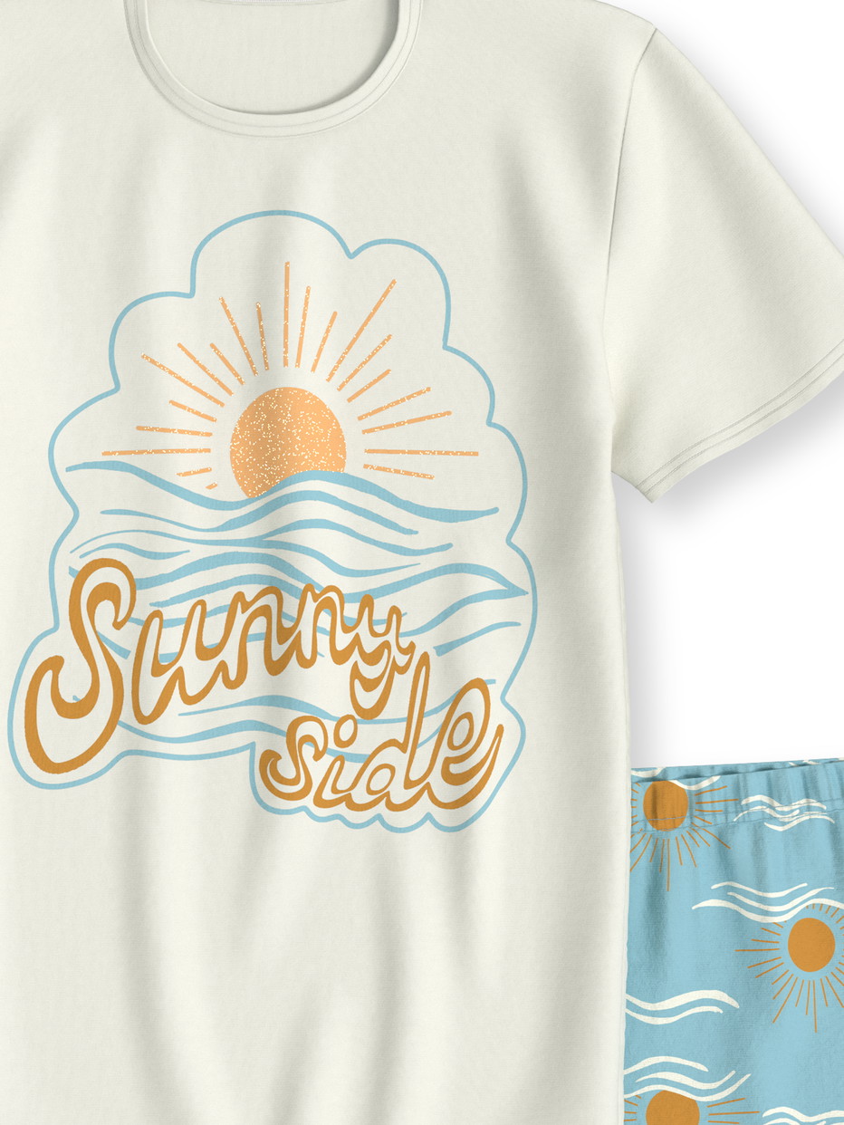 Kinder - Kurz-Pyjama aus 100% Baumwolle in Blau, Motiv aus Serie Kids Sun von CALIDA