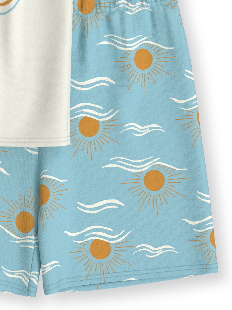 Kinder - Kurz-Pyjama aus 100% Baumwolle in Blau, Motiv aus Serie Kids Sun von CALIDA